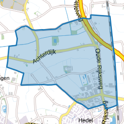 Verspreide huizen in de polder Hedel