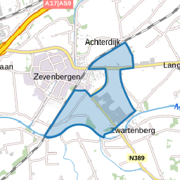 Verspreide huizen ten oosten van Zevenbergen