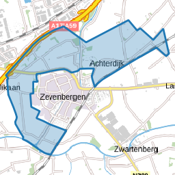 Verspreide huizen ten westen van Zevenbergen