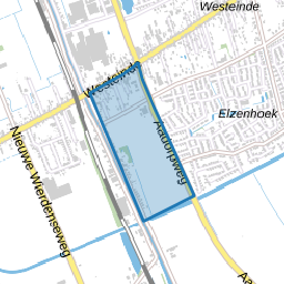 Verspreide huizen ten oosten van kanaal