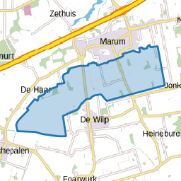 Verspreide huizen ten noorden van de Wilp