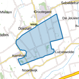 Verspreide huizen ten zuiden van Grootegast