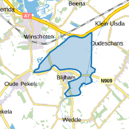 Verspreide huizen in de polder Blijham